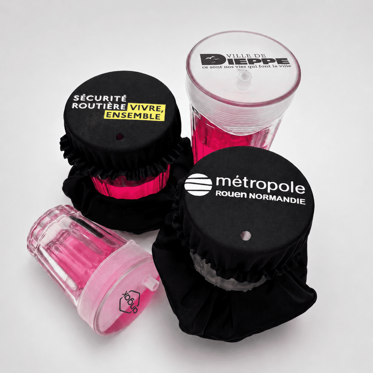Protège-verres personnalisés Protect Your Glass avec les logos Sécurité Routière, Métropole Rouen Normandie et Ville de Dieppe