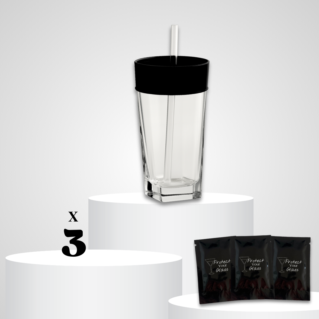 Capote de verre en latex pack de 3, protection anti-drogue réutilisable