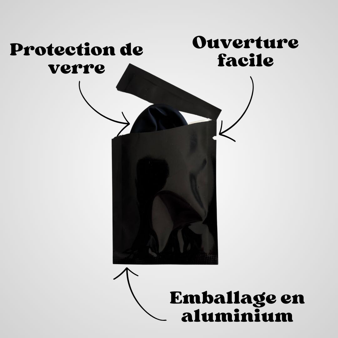 Capote de verre latex pack 3, emballage aluminium à ouverture facile