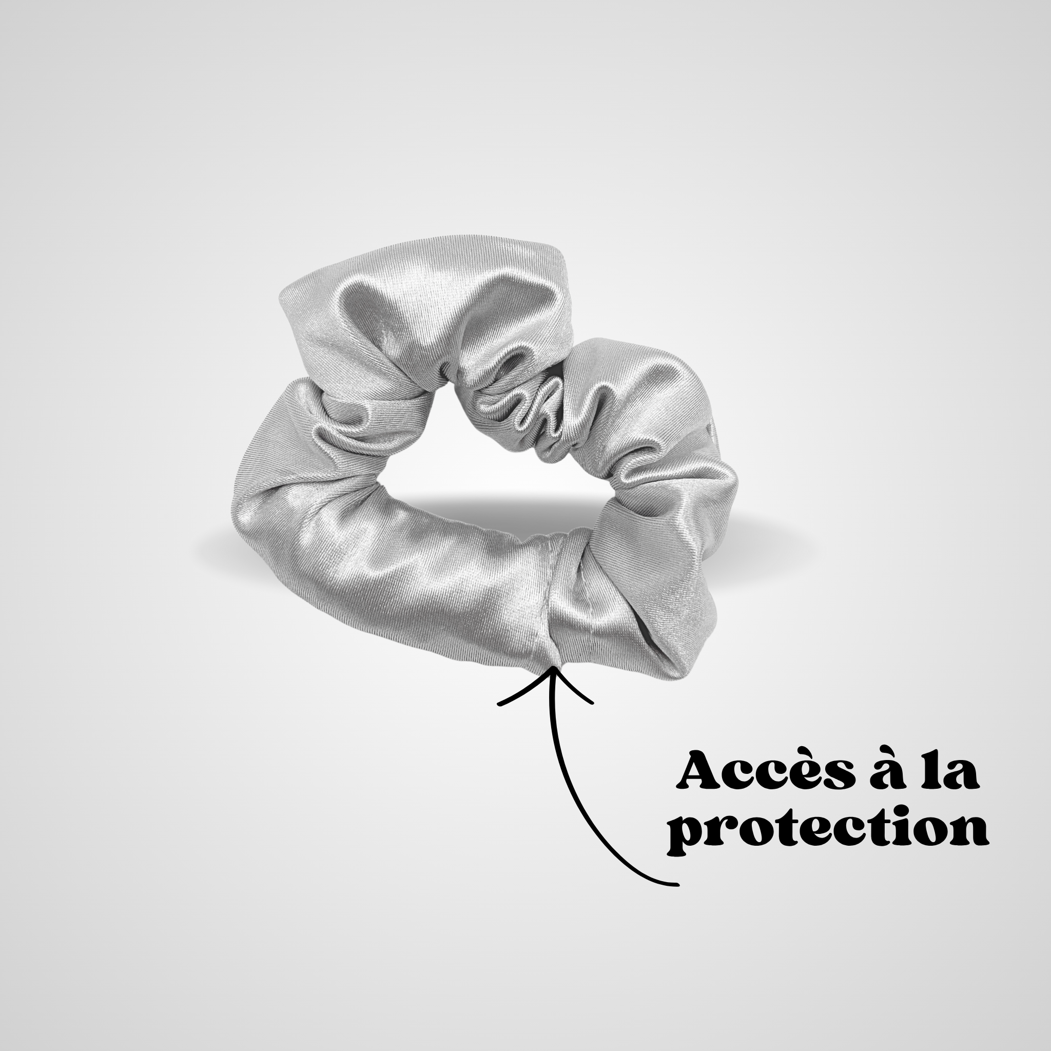 Chouchou anti-drogue argenté montrant l’accès à la protection de verre intégrée