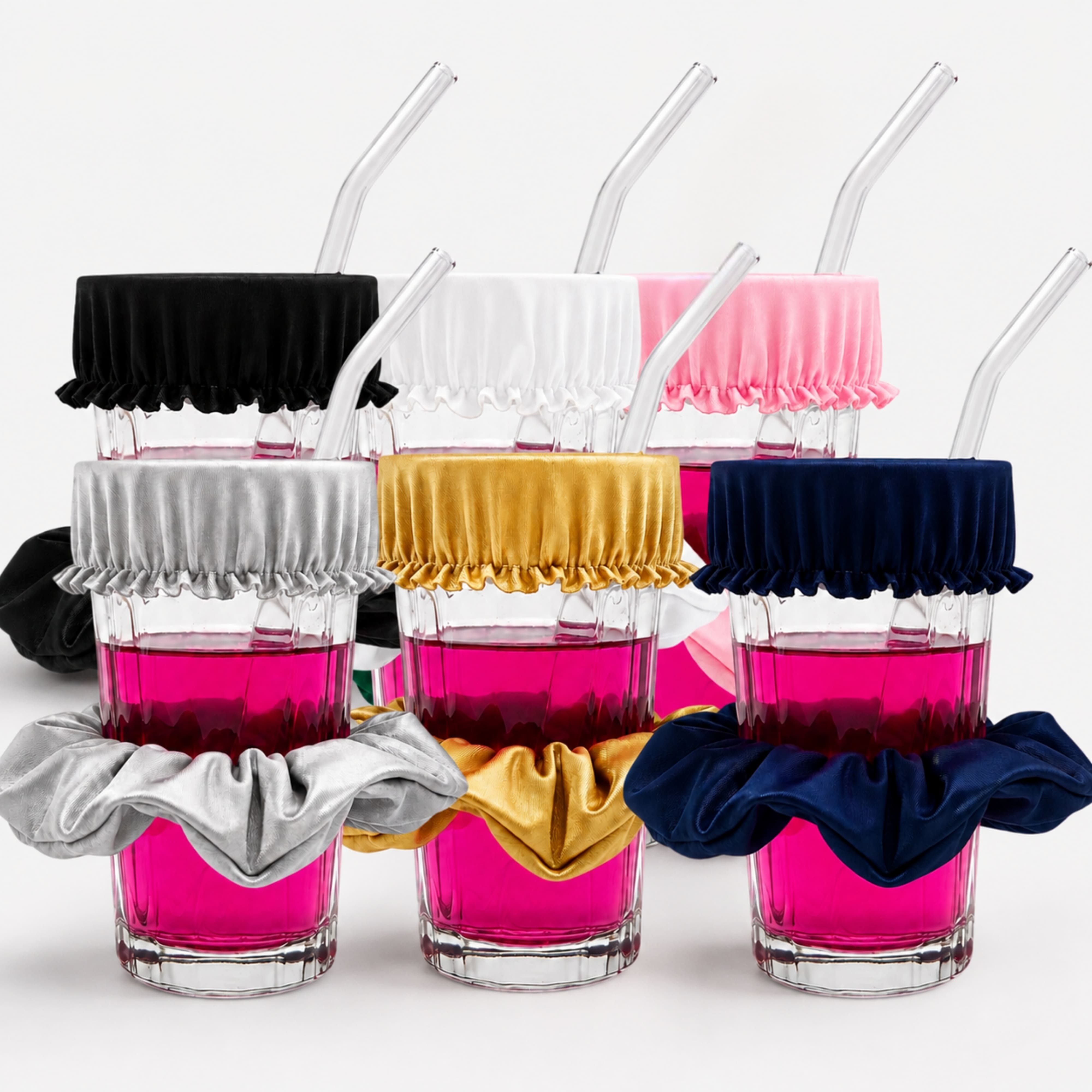 Pack de 100 chouchous anti-drogue Protect Your Glass en plusieurs coloris sur des verres