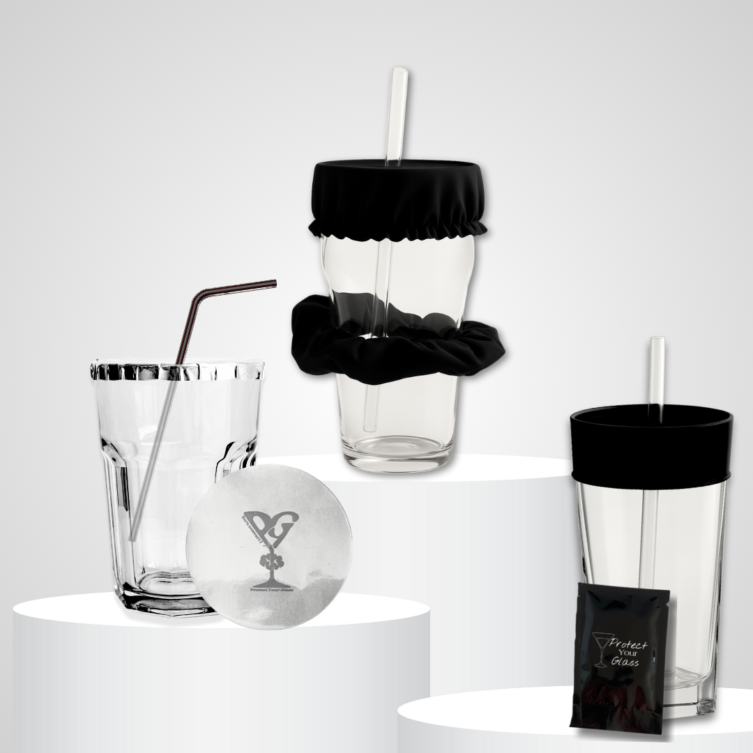 Packshot du pack découverte avec chouchou, capote de verre et protection aluminium, 3 solutions anti-drogue réunies