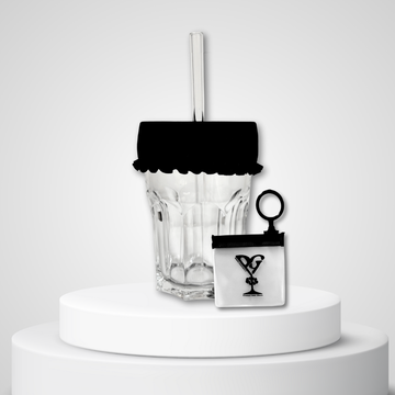Protect Your Glass keychain anti-spiking drink cover fitted over a drink